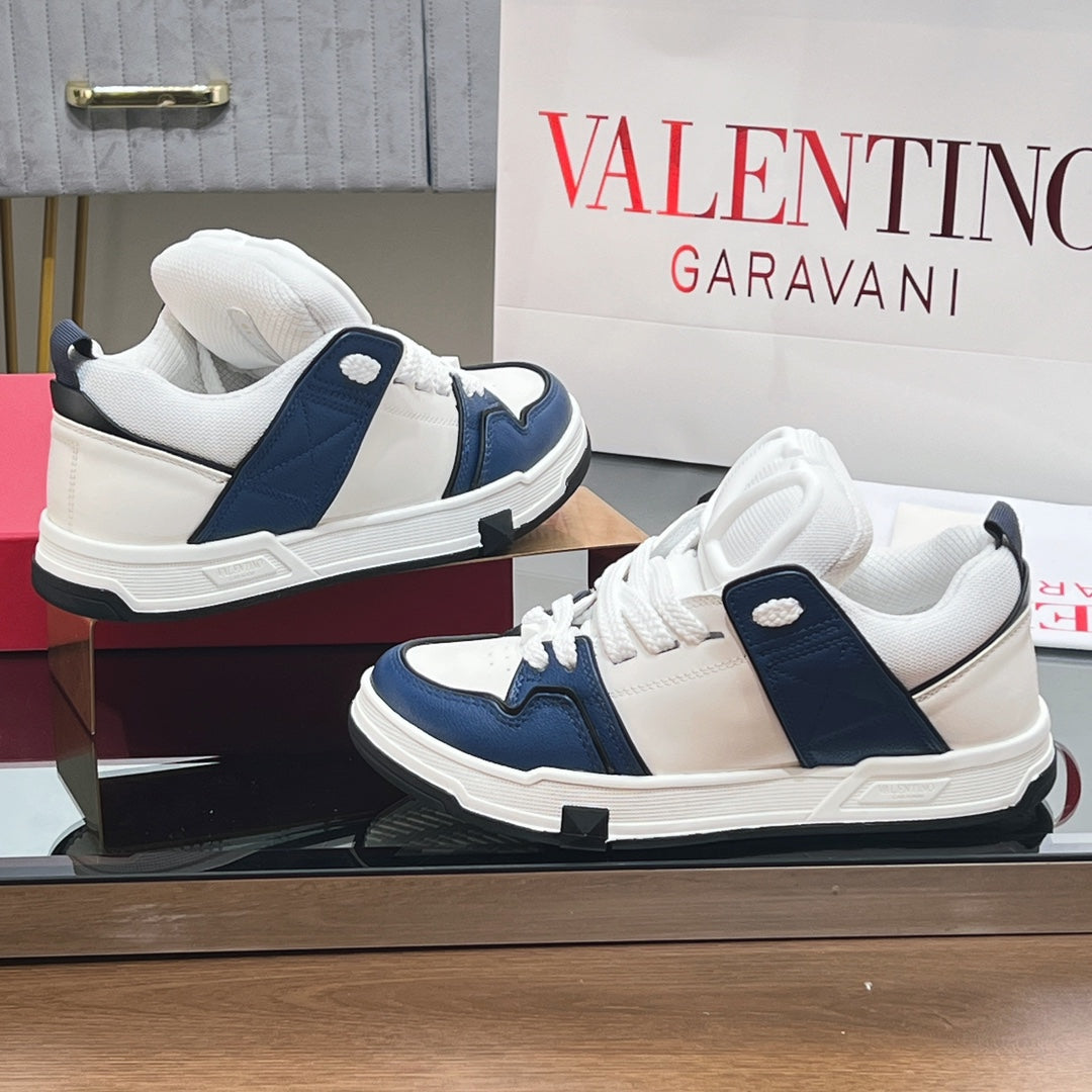 OPEN SKATE SNEAKER IN WHITE MIX NAVY BLUE CALFSKIN - 35