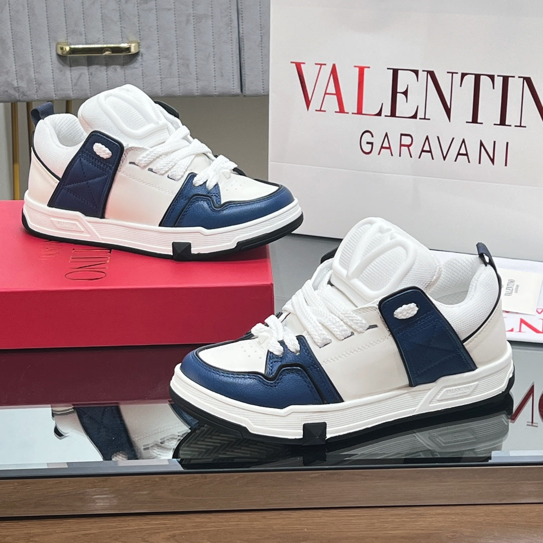 OPEN SKATE SNEAKER IN WHITE MIX NAVY BLUE CALFSKIN - 35