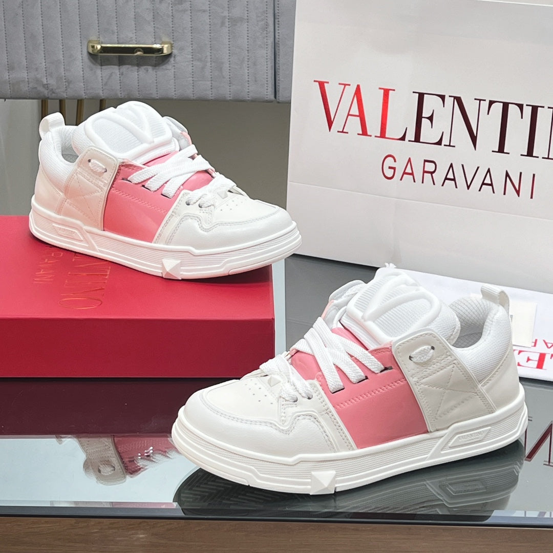 VALENTINO 25S GARAVANI OPEN SKATE SNEAKERS IN PEACH PINK LAMBSKIN STYLE 11 - 35
