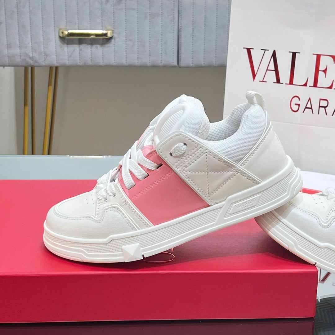 VALENTINO 25S GARAVANI OPEN SKATE SNEAKERS IN PEACH PINK LAMBSKIN STYLE 11 - 35