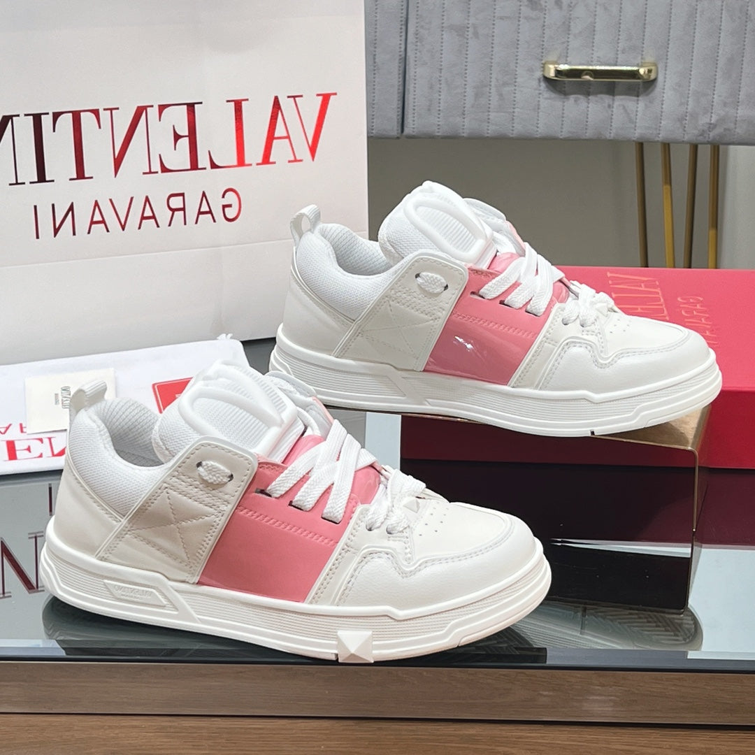 VALENTINO 25S GARAVANI OPEN SKATE SNEAKERS IN PEACH PINK LAMBSKIN STYLE 11 - 35