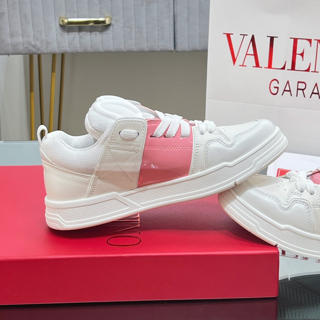 VALENTINO 25S GARAVANI OPEN SKATE SNEAKERS IN PEACH PINK LAMBSKIN STYLE 11 - 35