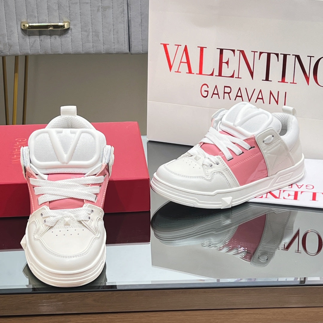 VALENTINO 25S GARAVANI OPEN SKATE SNEAKERS IN PEACH PINK LAMBSKIN STYLE 11 - 35
