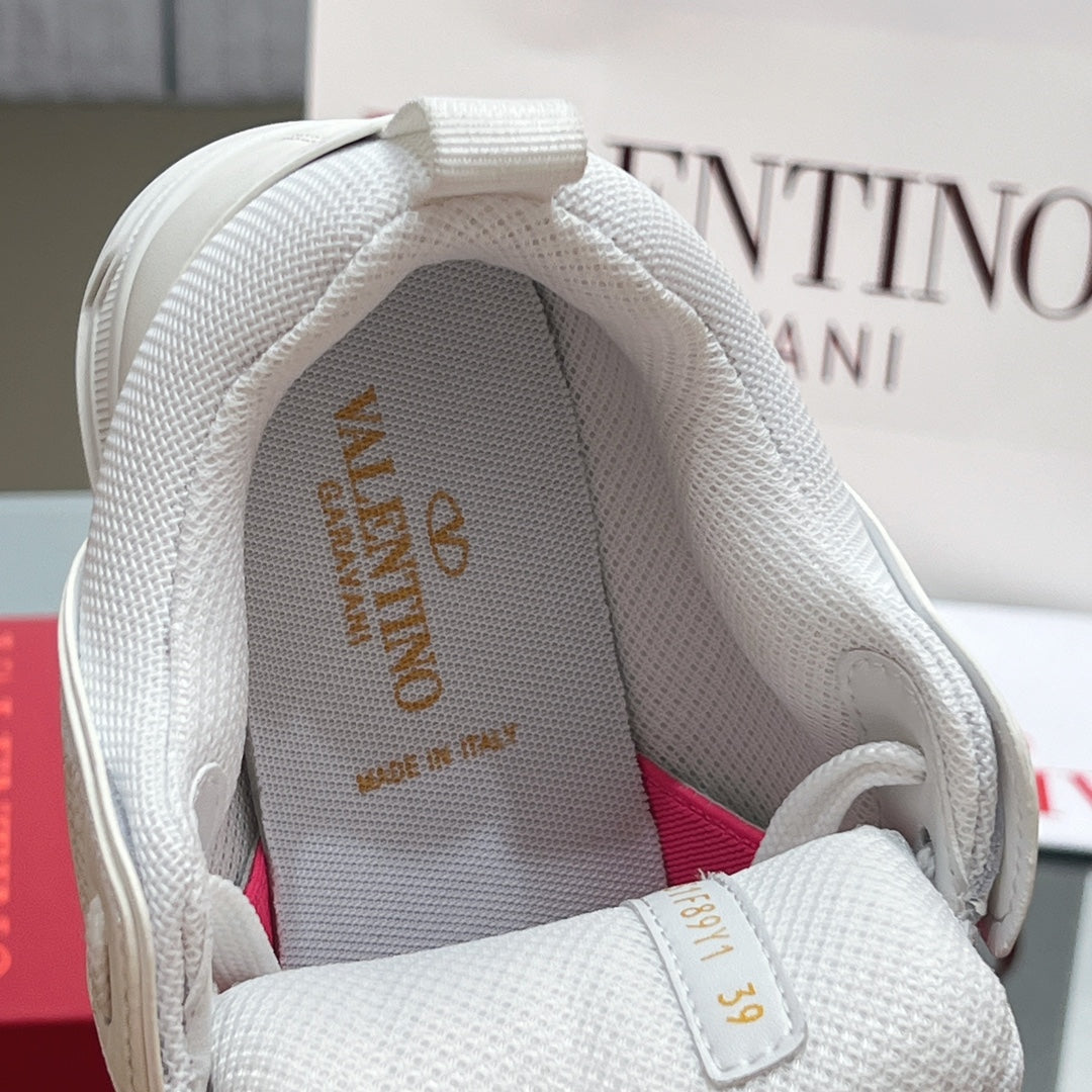 VALENTINO 25S GARAVANI OPEN SKATE SNEAKERS IN WHITE MIX PINK LAMBSKIN STYLE 10 - 35