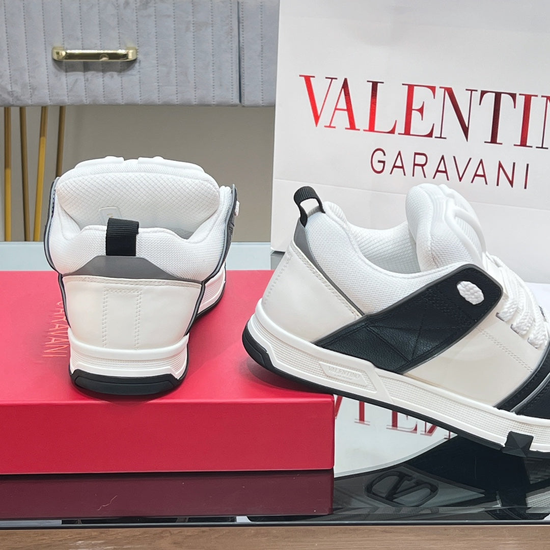 VALENTINO 25S GARAVANI OPEN SKATE SNEAKERS IN WHITE MIX BLACK LAMBSKIN STYLE 8 - 35