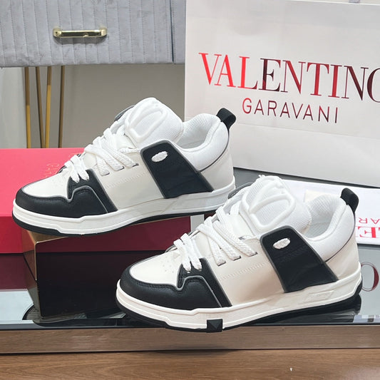 VALENTINO 25S GARAVANI OPEN SKATE SNEAKERS IN WHITE MIX BLACK LAMBSKIN STYLE 8 - 35