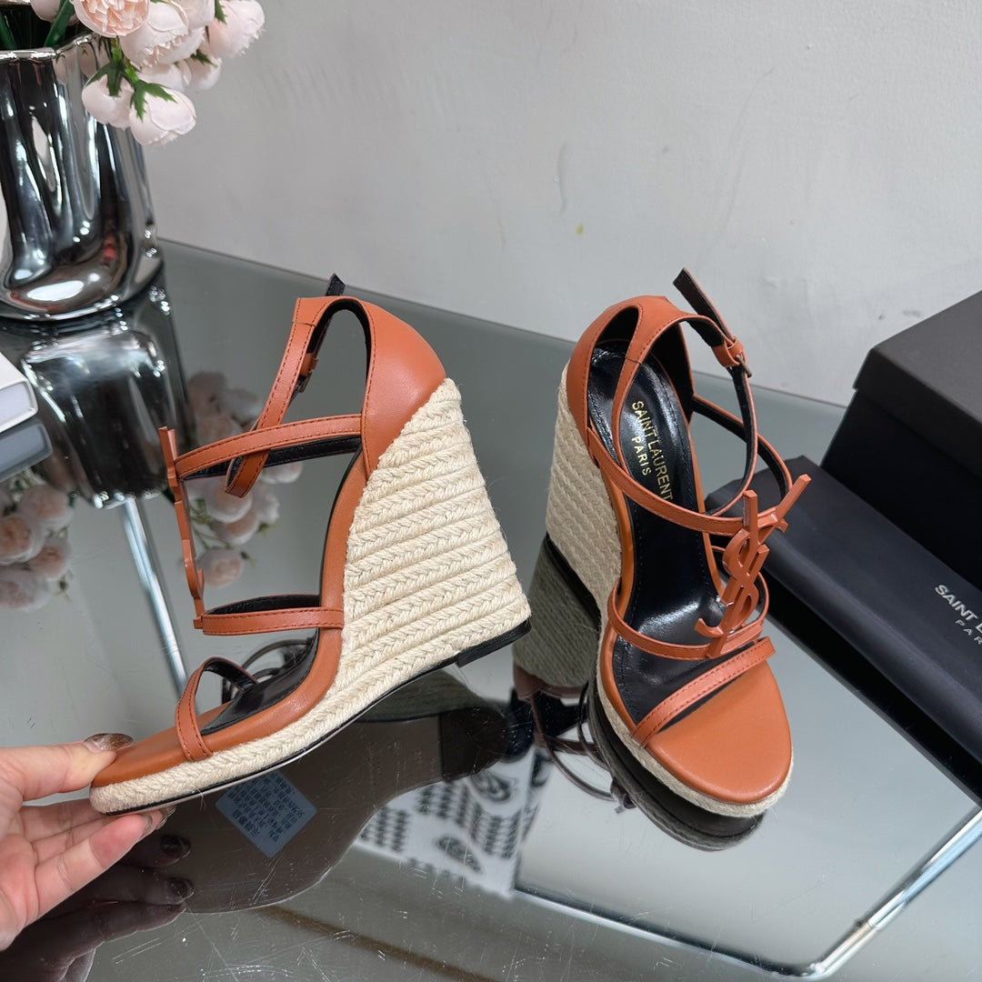 SL CASSANDRA WEDGE ESPADRILLES SIENNA CALFSKIN - 35