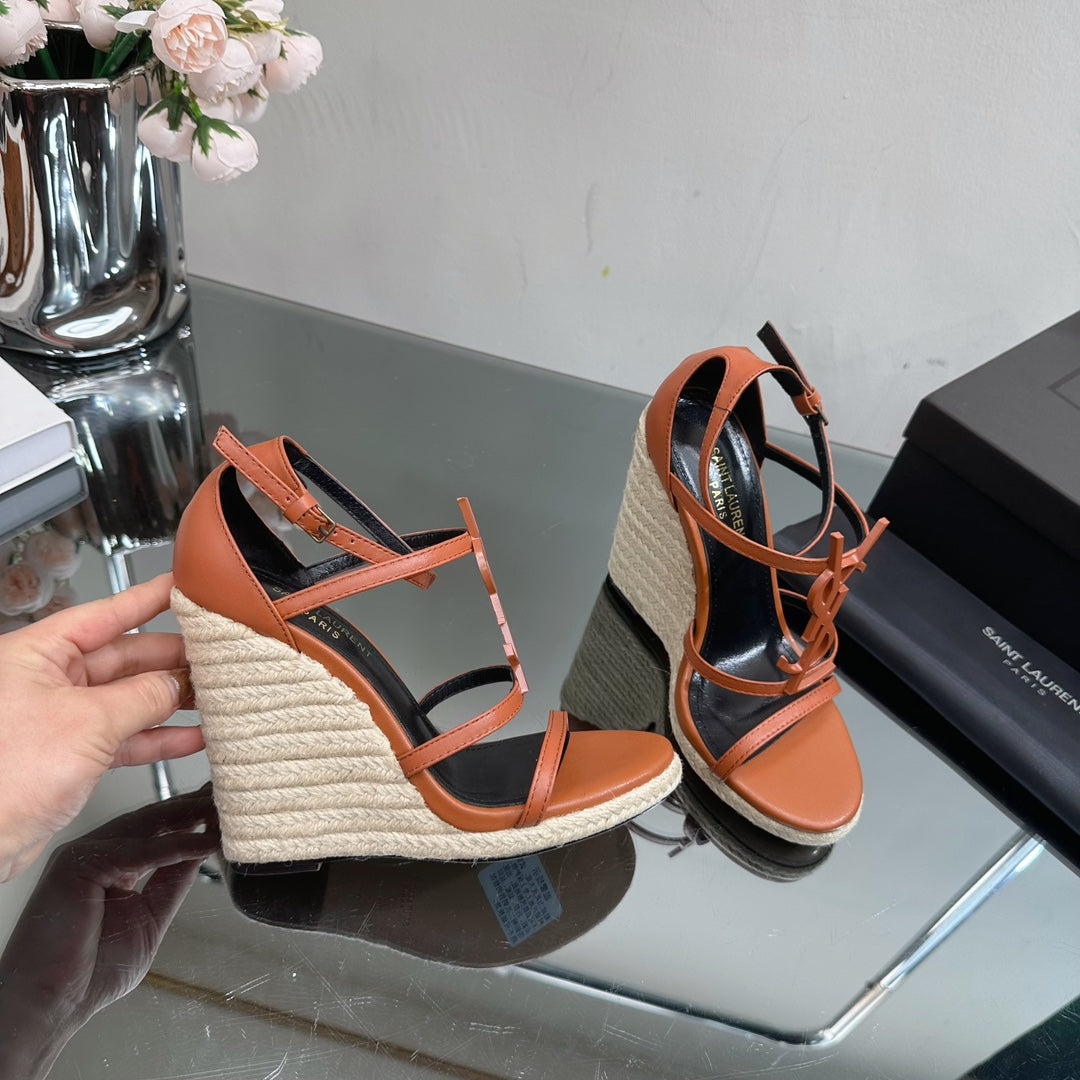 SL CASSANDRA WEDGE ESPADRILLES SIENNA CALFSKIN - 35