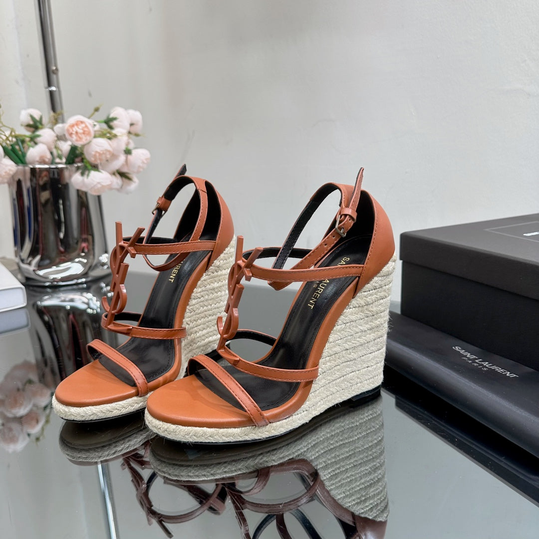 SL CASSANDRA WEDGE ESPADRILLES SIENNA CALFSKIN - 35