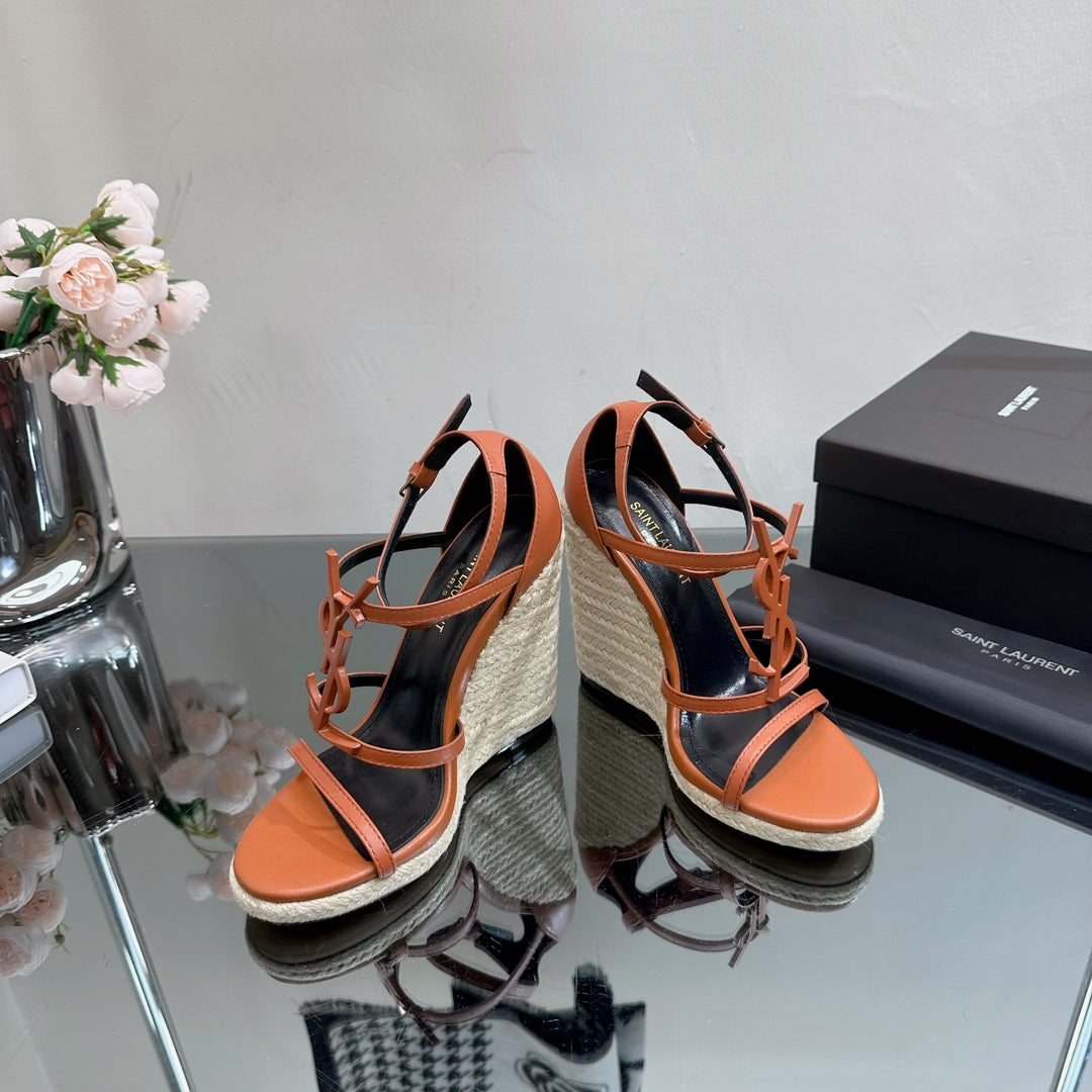 SL CASSANDRA WEDGE ESPADRILLES SIENNA CALFSKIN - 35