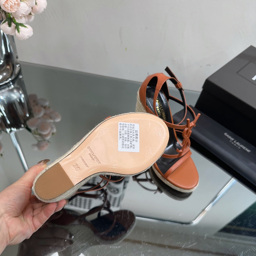 SL CASSANDRA WEDGE ESPADRILLES SIENNA CALFSKIN - 35
