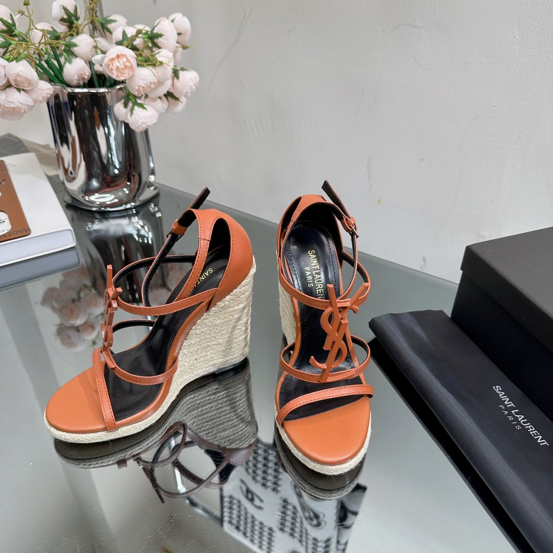SL CASSANDRA WEDGE ESPADRILLES SIENNA CALFSKIN - 35
