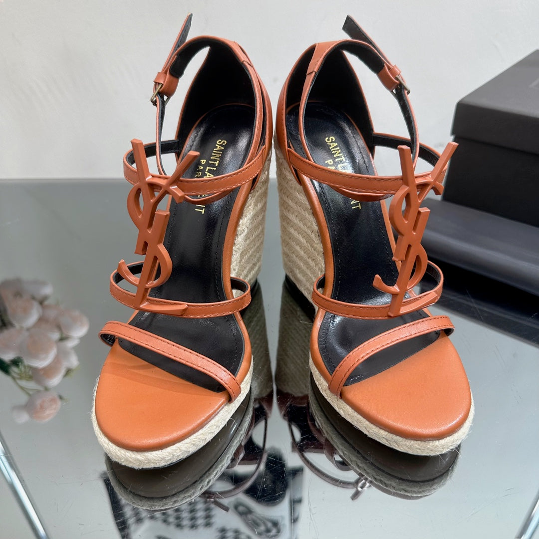 SL CASSANDRA WEDGE ESPADRILLES SIENNA CALFSKIN - 35