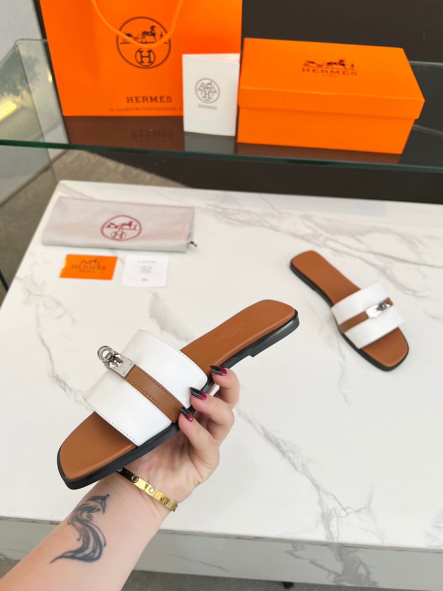 Giulia Sandal White Tan Calfskin - 35