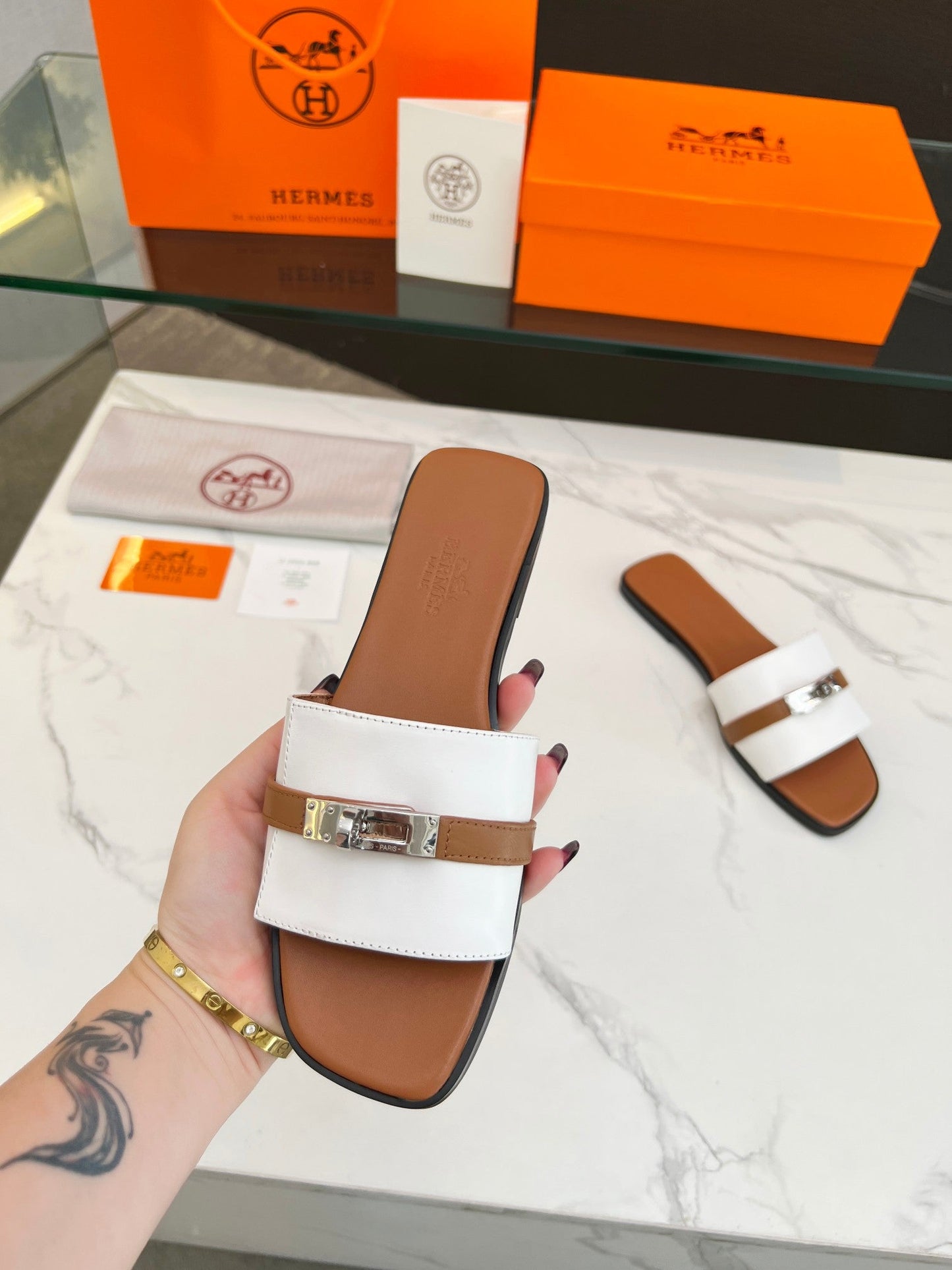 Giulia Sandal White Tan Calfskin - 35