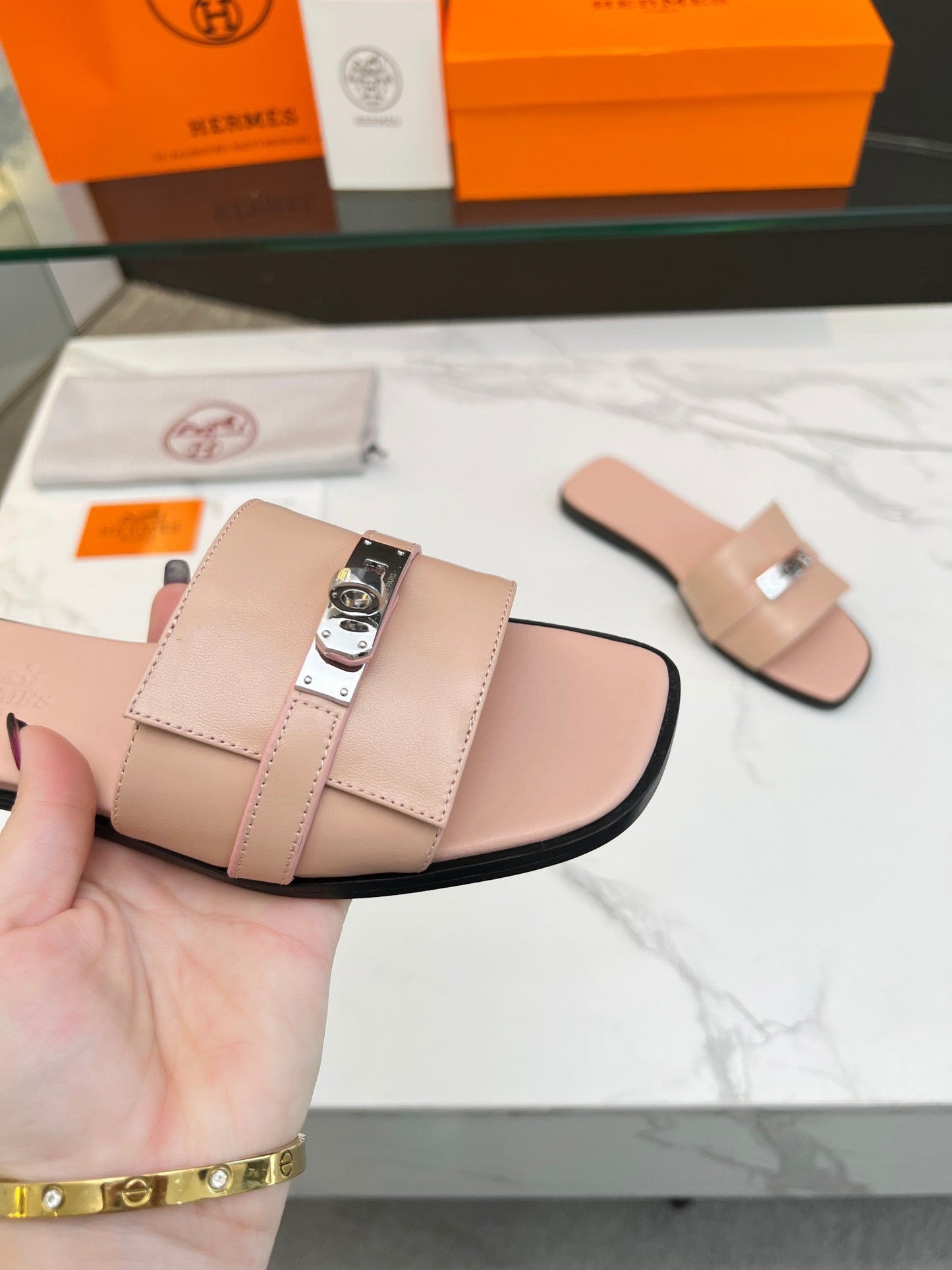 Giulia Sandal Rose Cannelle Calfskin - 35