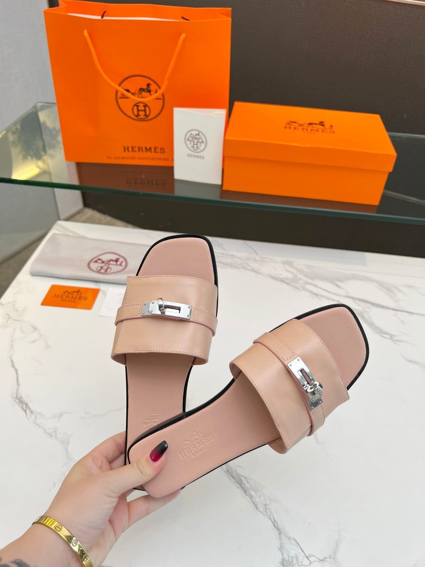 Giulia Sandal Rose Cannelle Calfskin - 35
