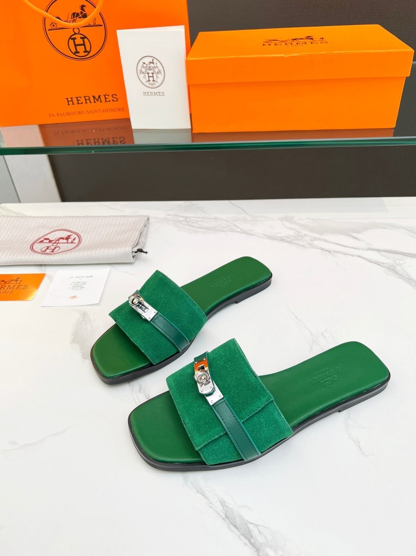 Giulia Sandal Green Suede Green Calfskin - 35