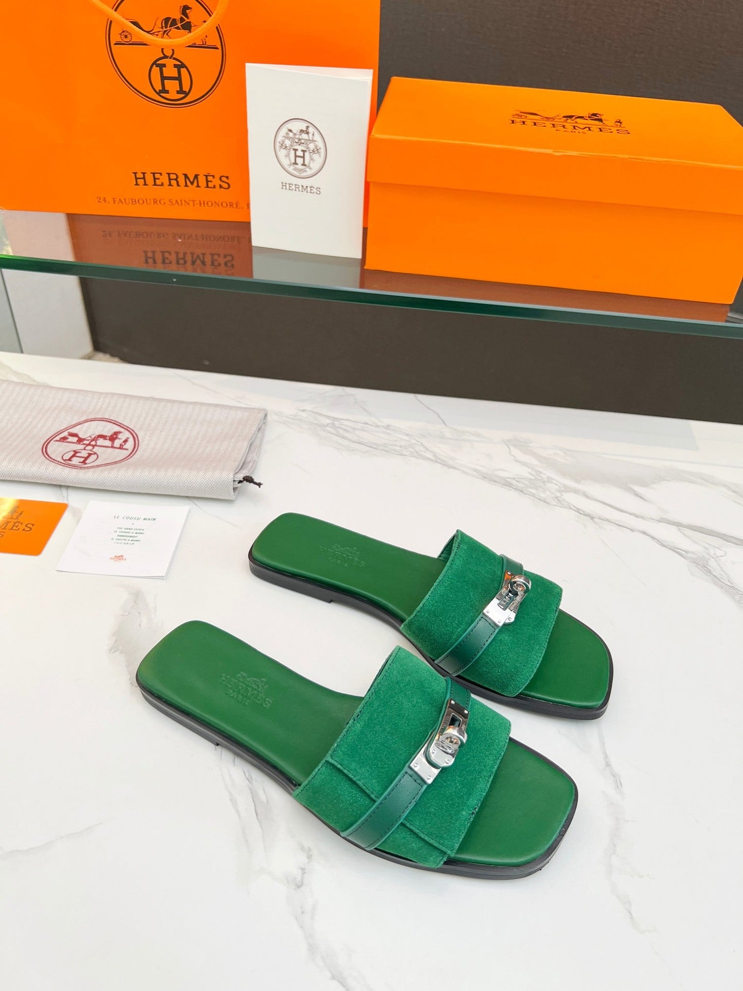 Giulia Sandal Green Suede Green Calfskin - 35