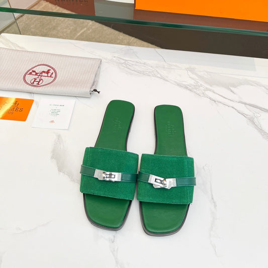 Giulia Sandal Green Suede Green Calfskin - 35
