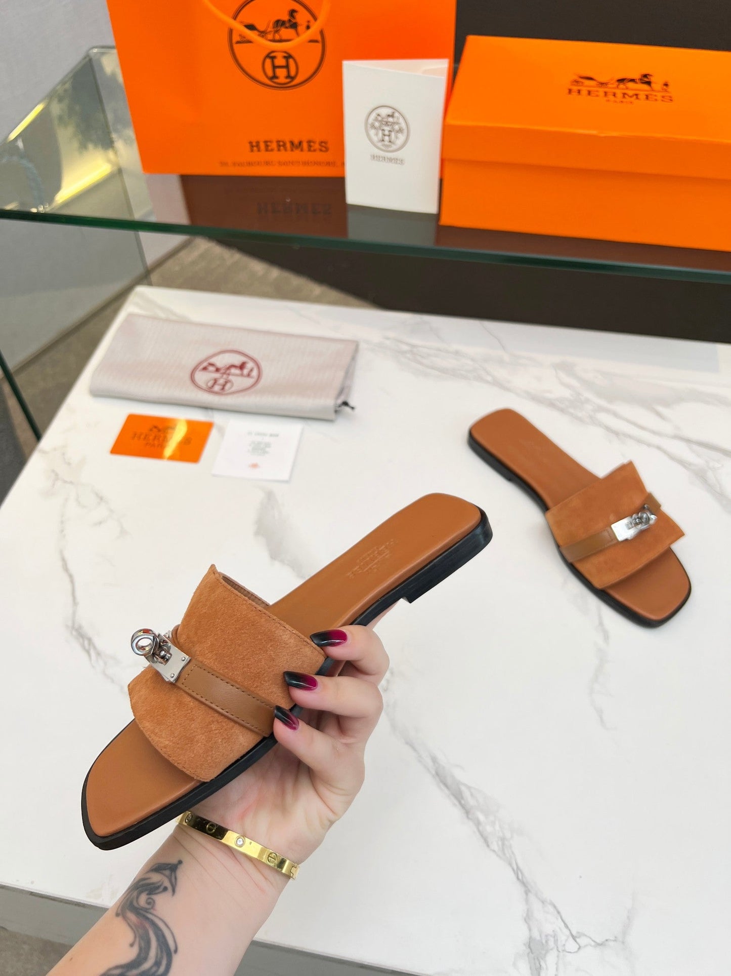 Giulia Sandal Tan Suede Tan Calfskin - 35
