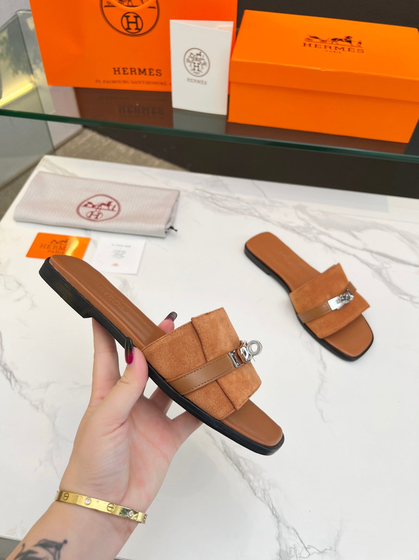 Giulia Sandal Tan Suede Tan Calfskin - 35