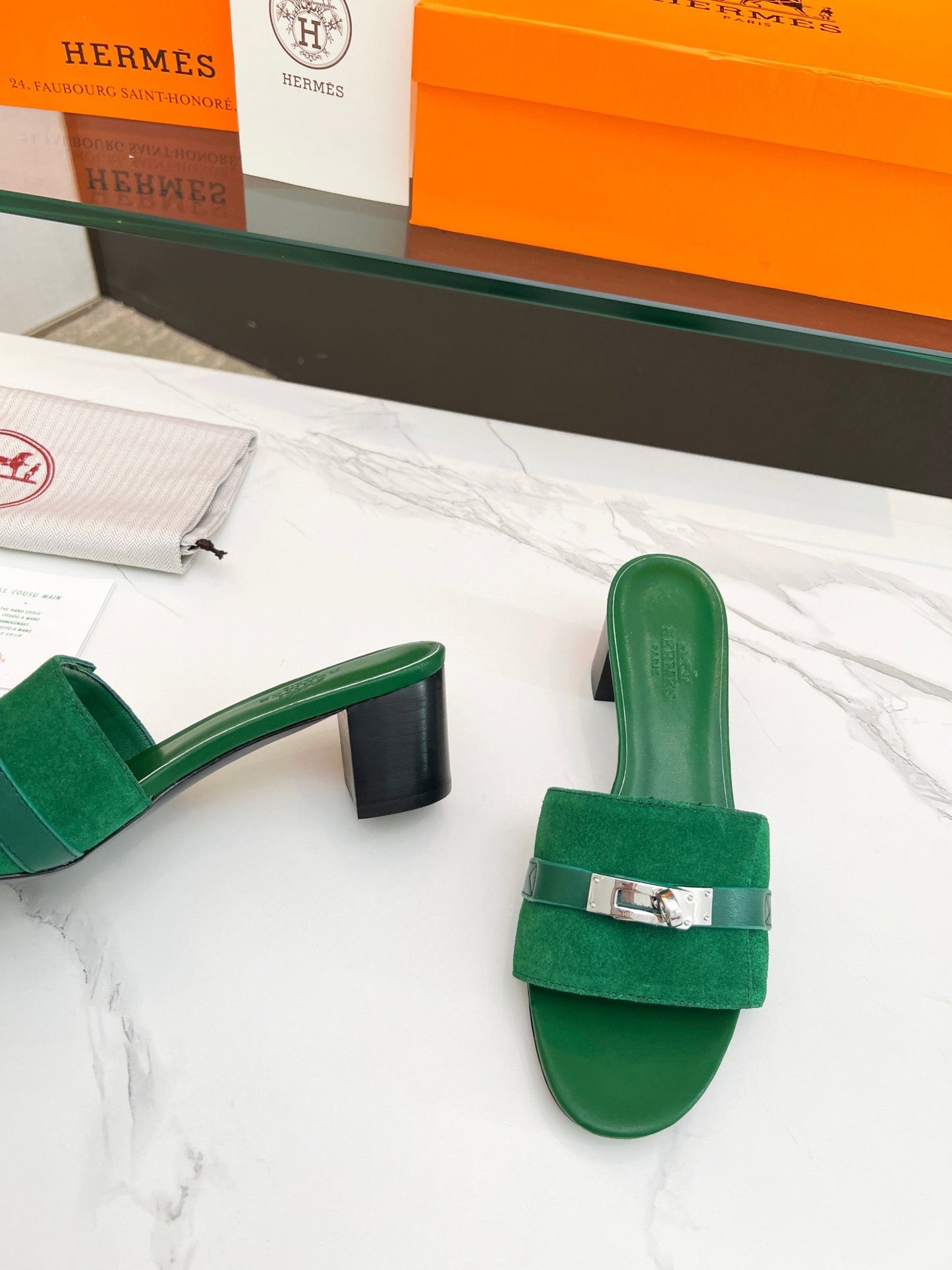 Gigi 50 Sandal Green Suede Green Calfskin - 35