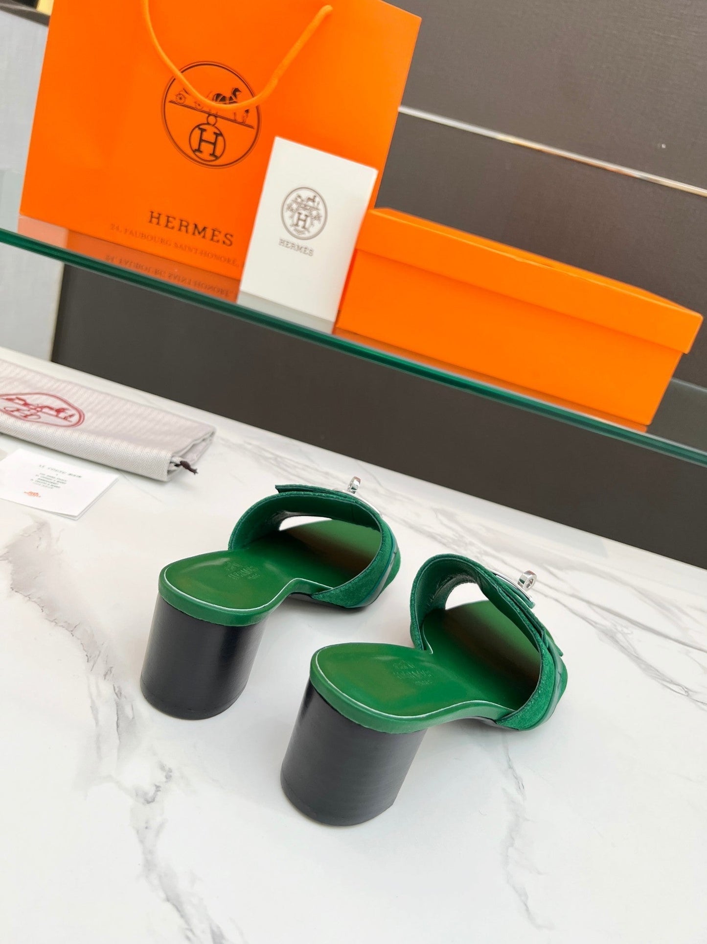 Gigi 50 Sandal Green Suede Green Calfskin - 35