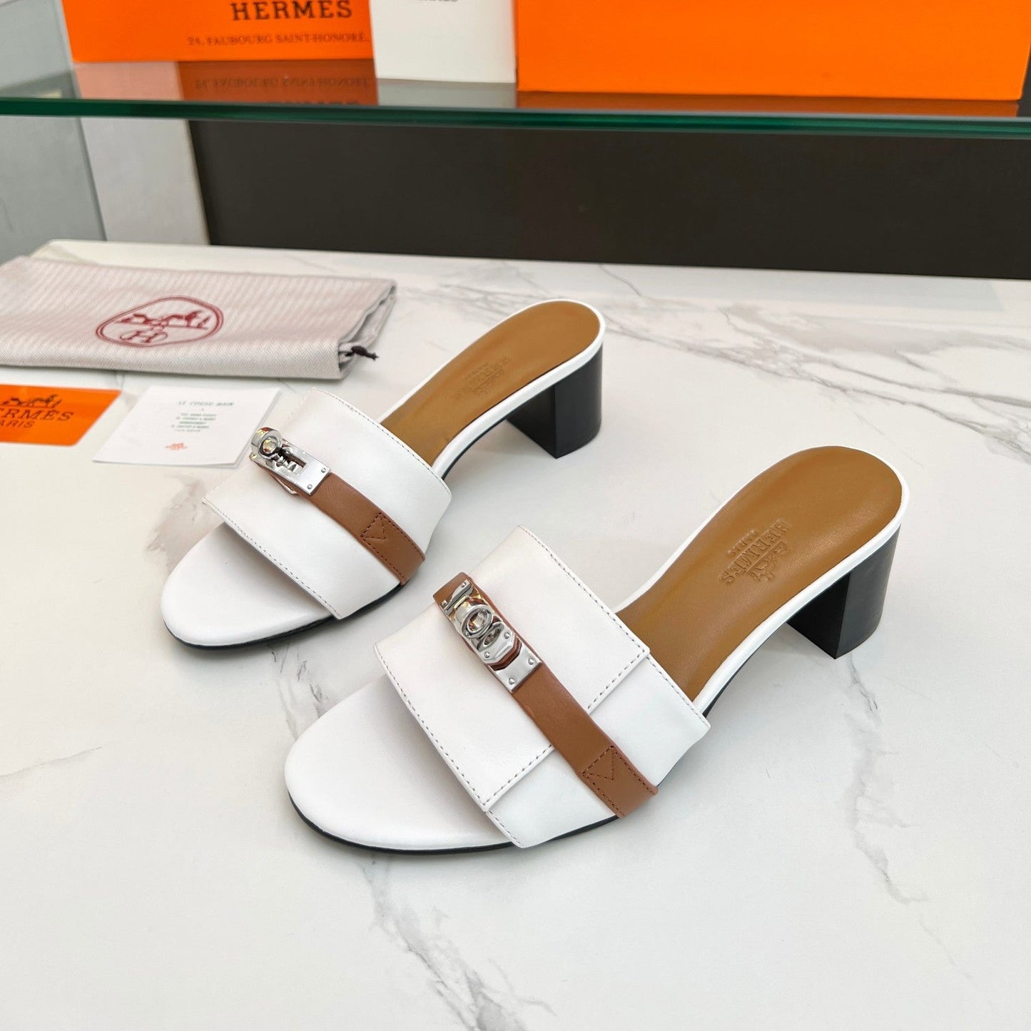 Gigi 50 Sandal White Tan Calfskin - 35