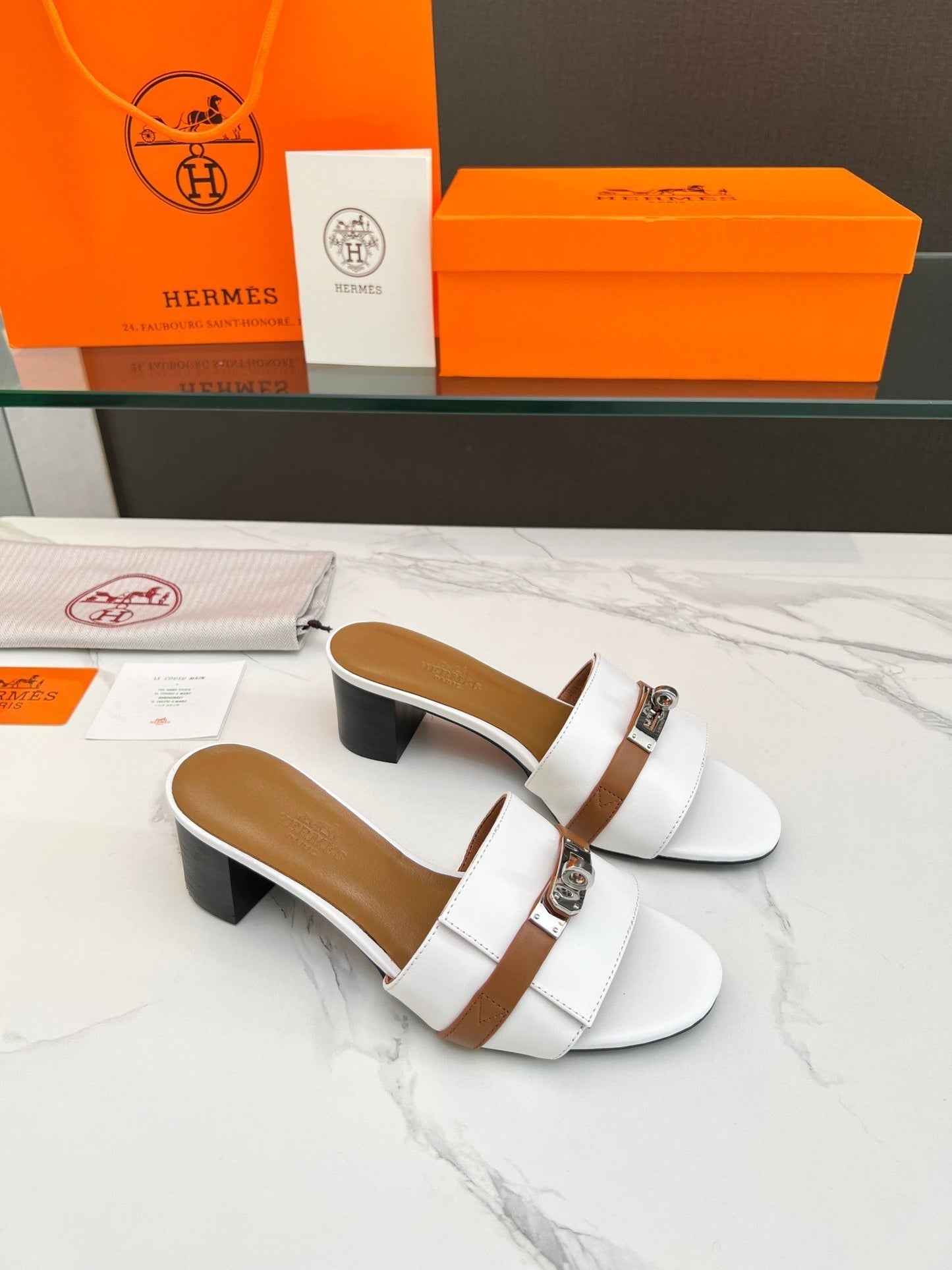 Gigi 50 Sandal White Tan Calfskin - 35