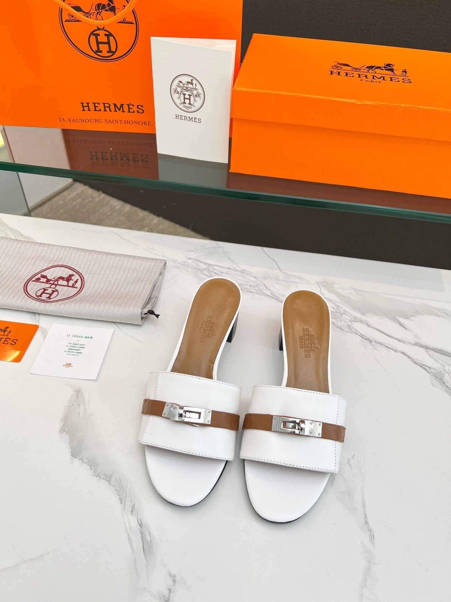 Gigi 50 Sandal White Tan Calfskin - 35