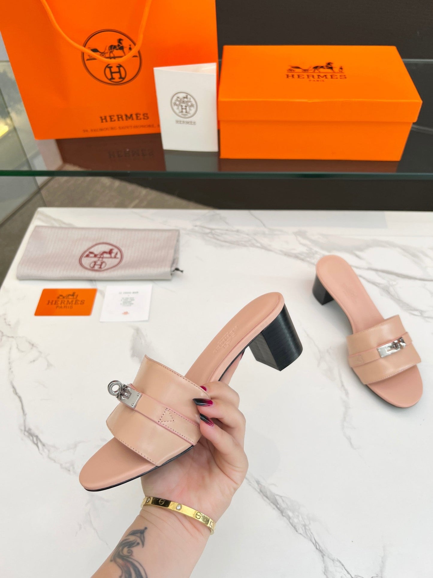 Gigi 50 Sandal Rose Cannelle Calfskin - 35