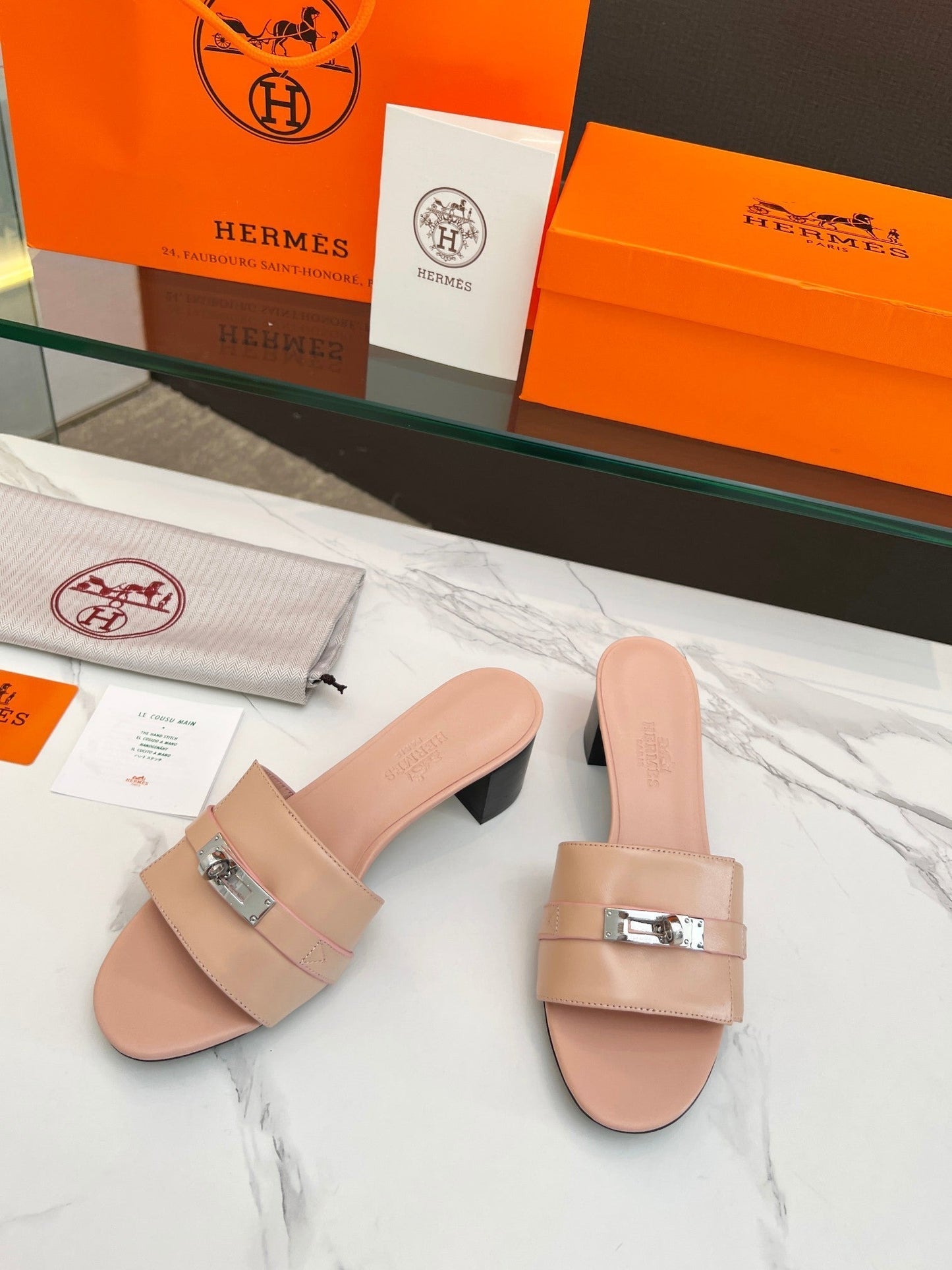 Gigi 50 Sandal Rose Cannelle Calfskin - 35