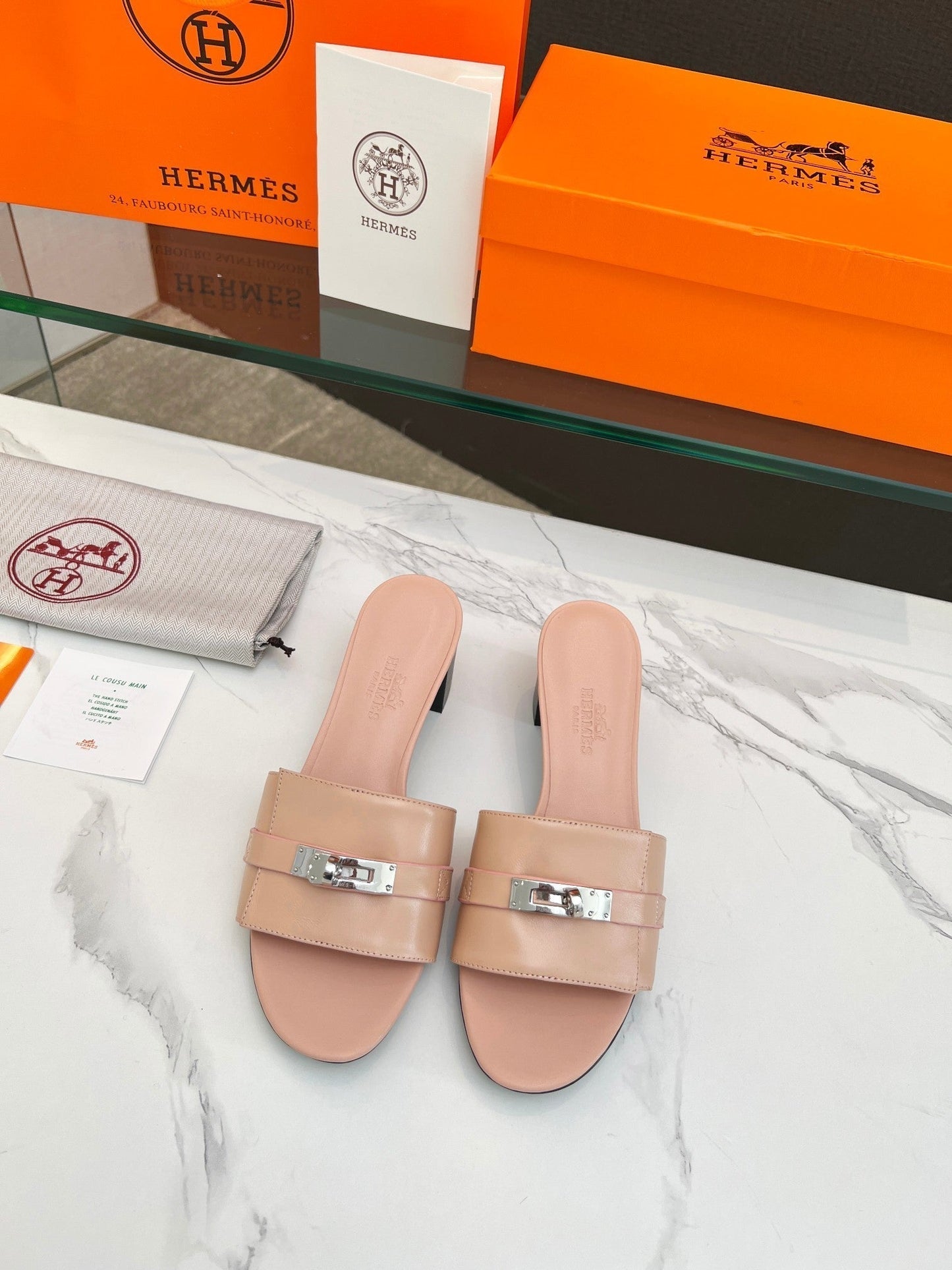 Gigi 50 Sandal Rose Cannelle Calfskin - 35