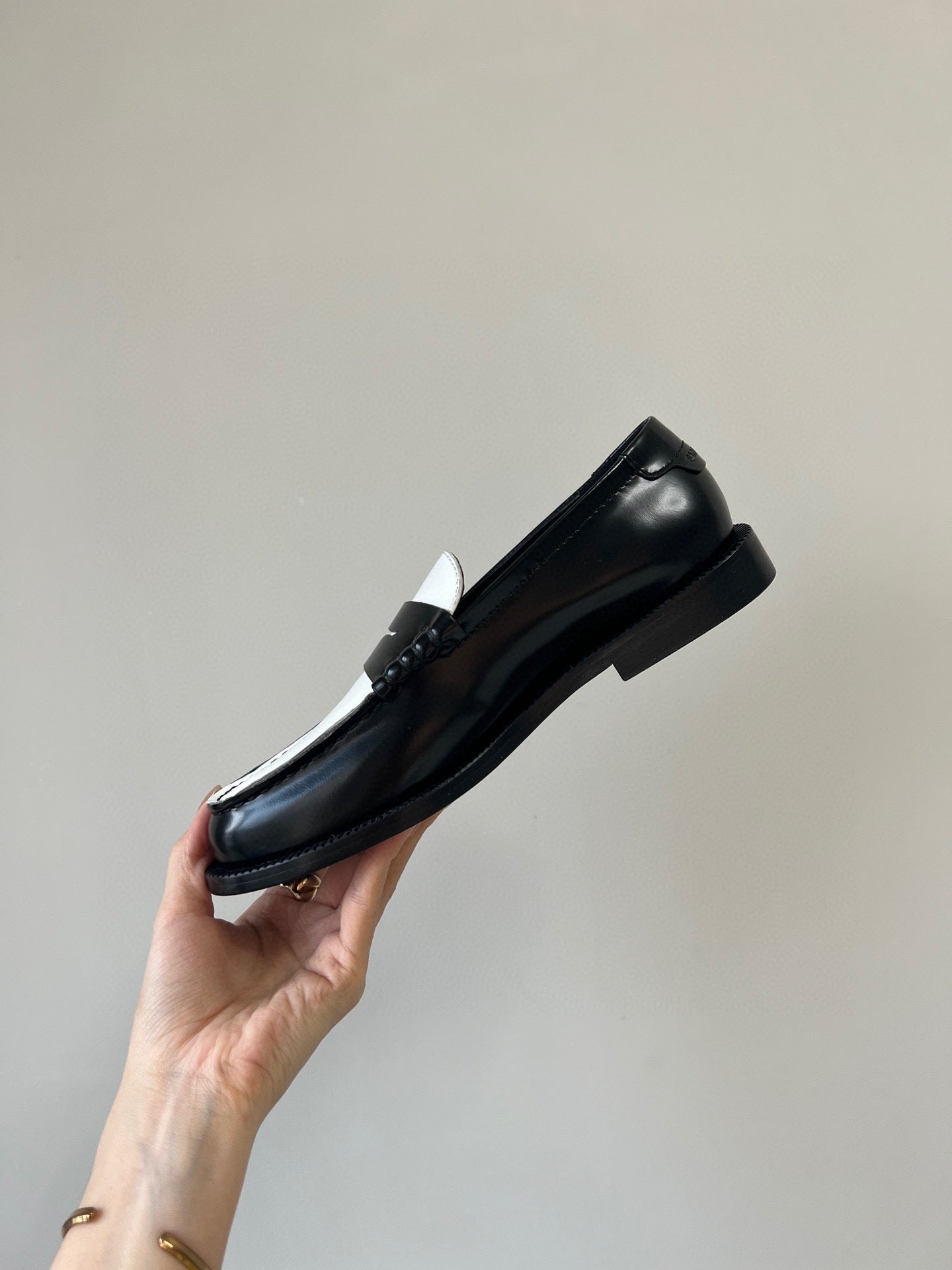 SL LE LOAFER BLACK AND WHITE CALFSKIN - 35