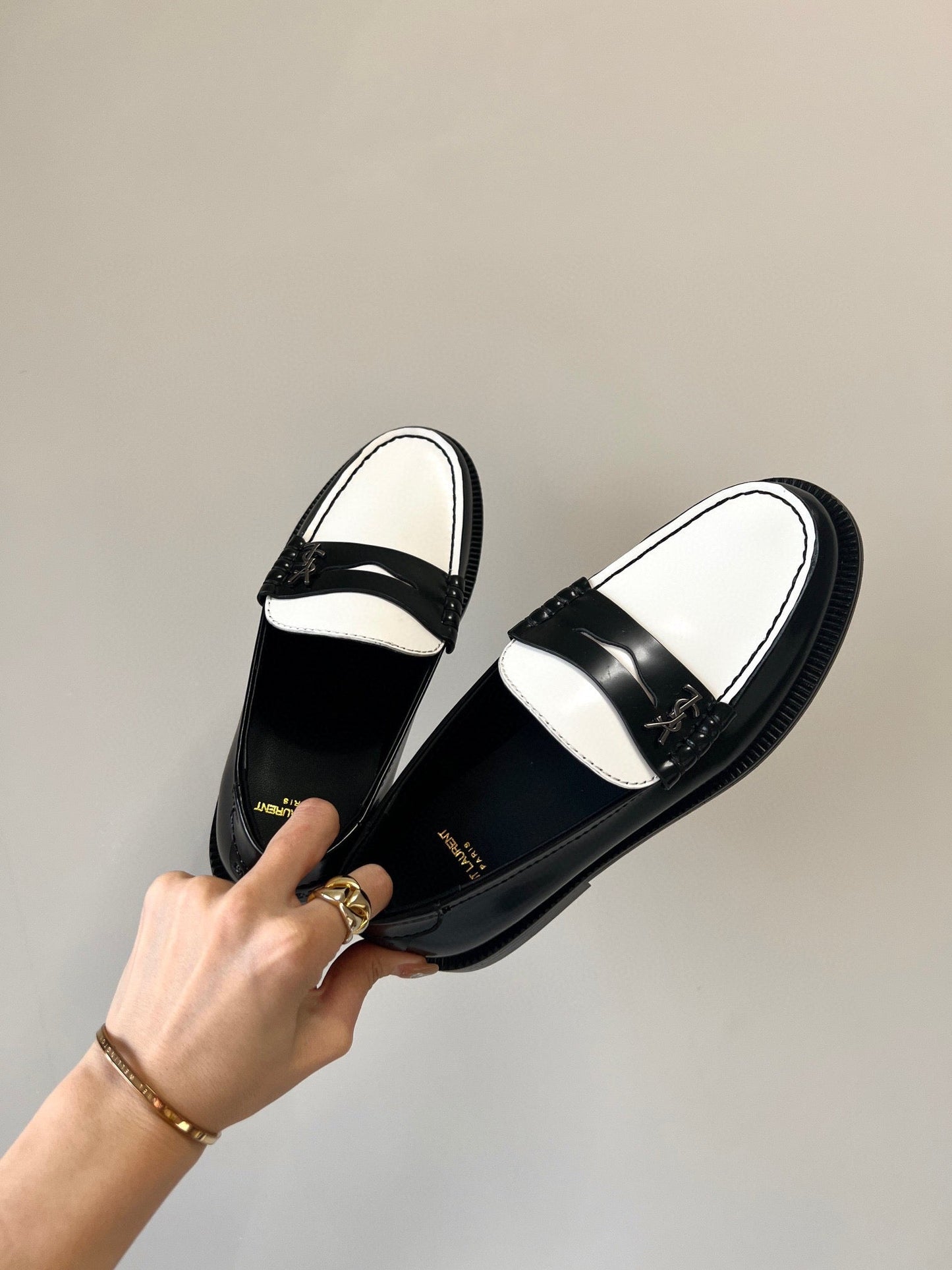 SL LE LOAFER BLACK AND WHITE CALFSKIN - 35