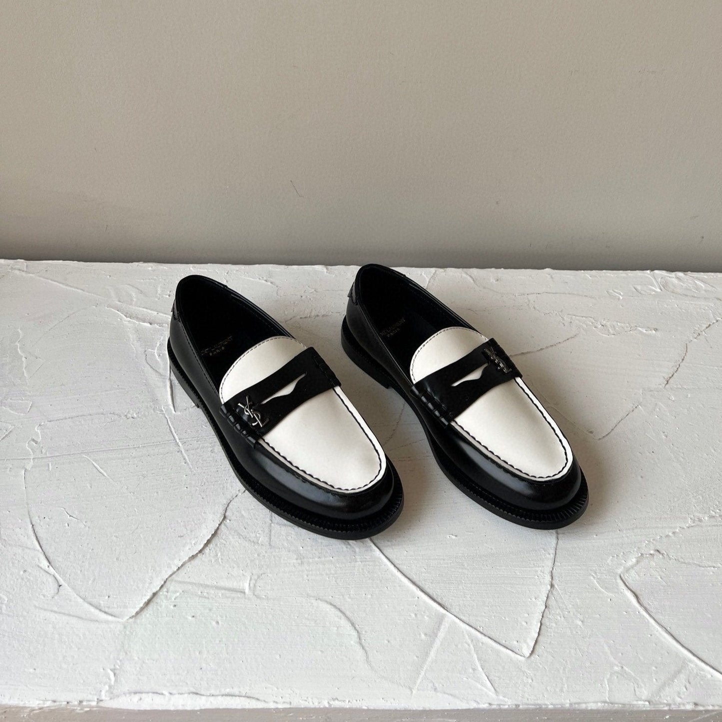 SL LE LOAFER BLACK AND WHITE CALFSKIN - 35