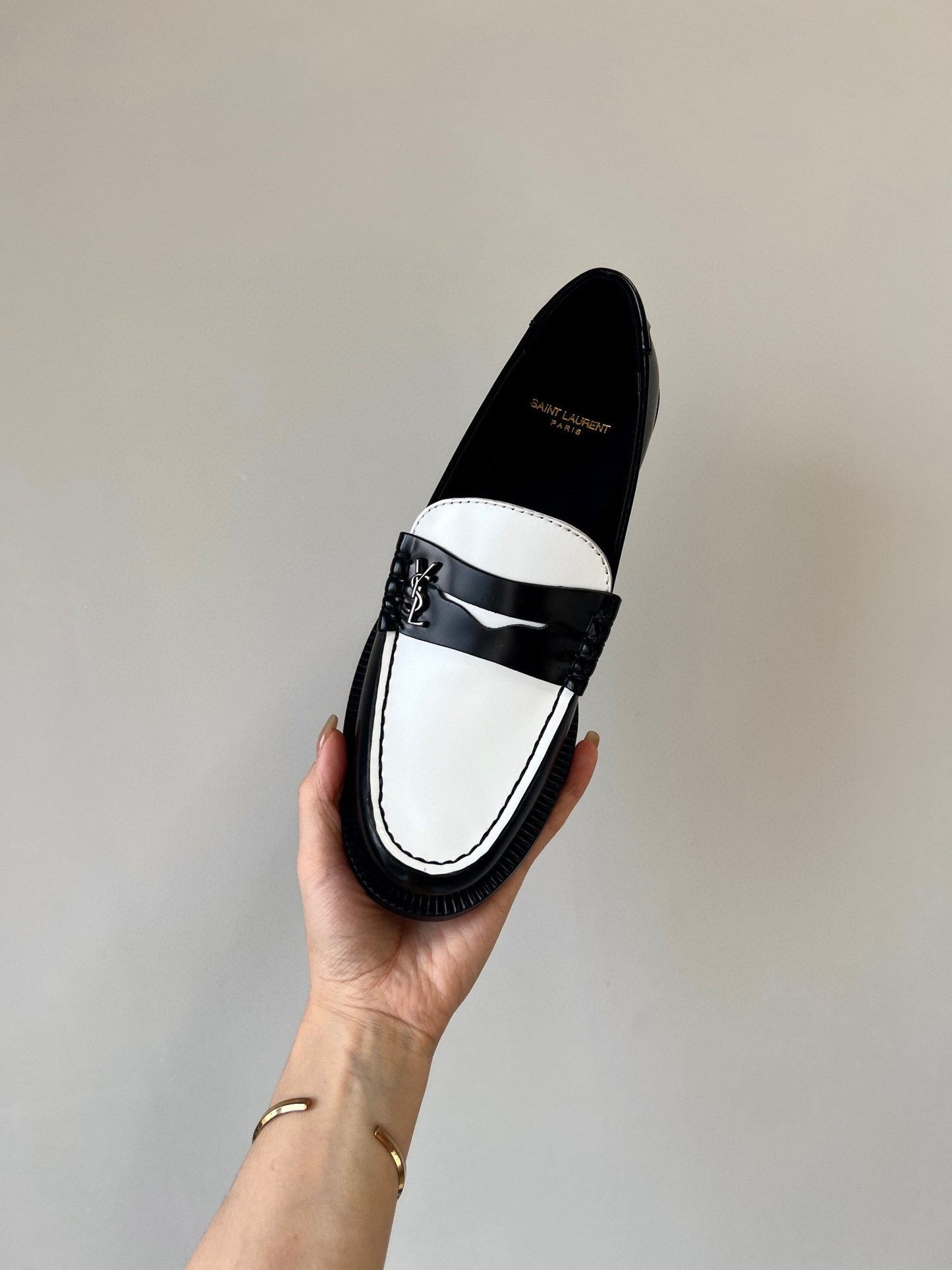 SL LE LOAFER BLACK AND WHITE CALFSKIN - 35