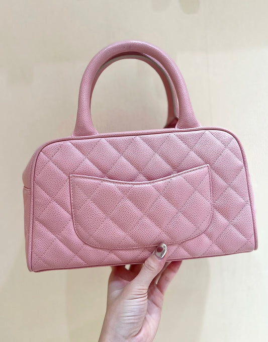 СУМКА-БОУЛІНГ CHANEL 25S QUILTED CAVIAR 27 З РОЖЕВОЇ ТЕЛЯЧОЇ ШКІРИ