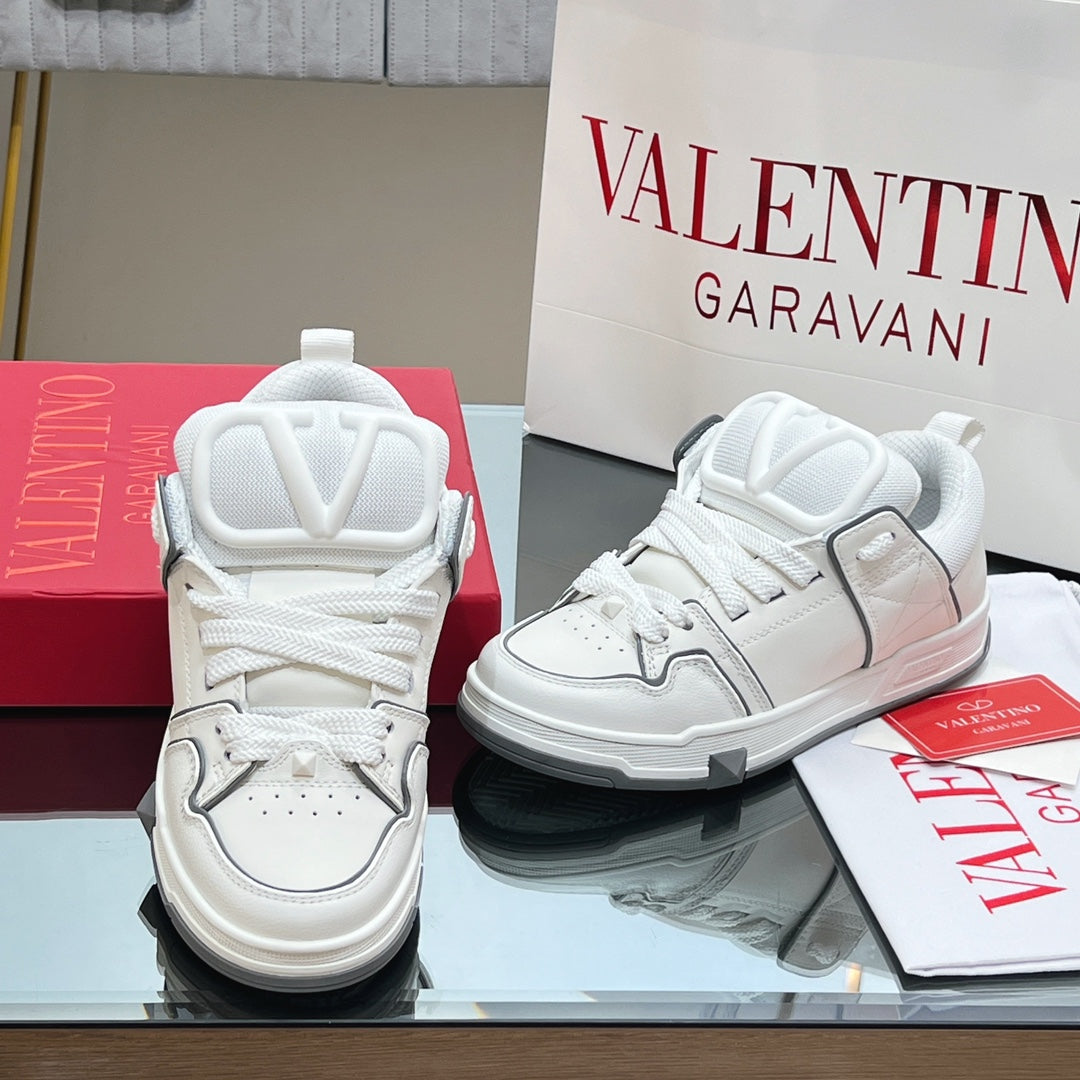 VALENTINO 25S GARAVANI OPEN SKATE SNEAKERS IN WHITE LAMBSKIN - 35