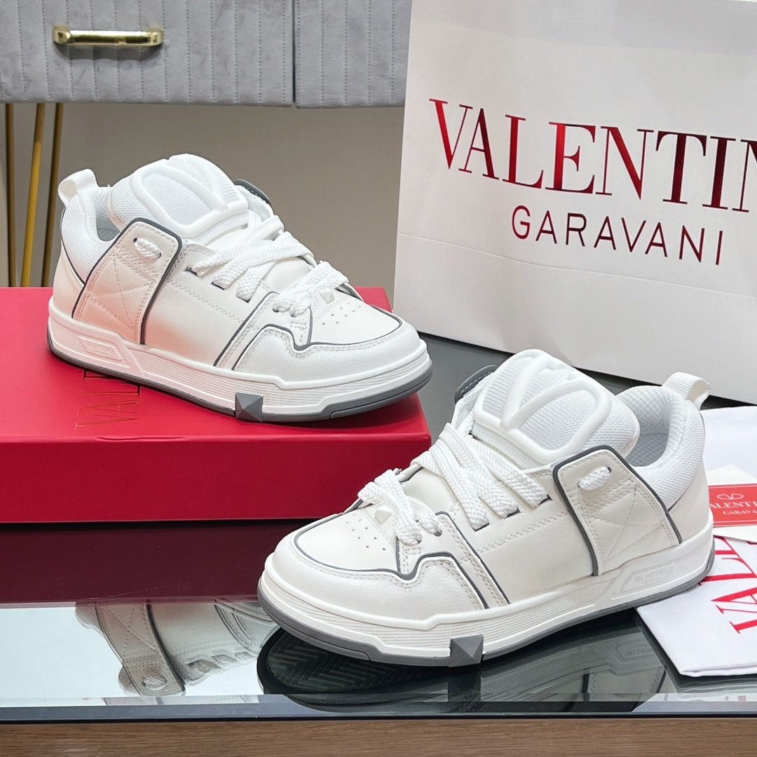 VALENTINO 25S GARAVANI OPEN SKATE SNEAKERS IN WHITE LAMBSKIN - 35