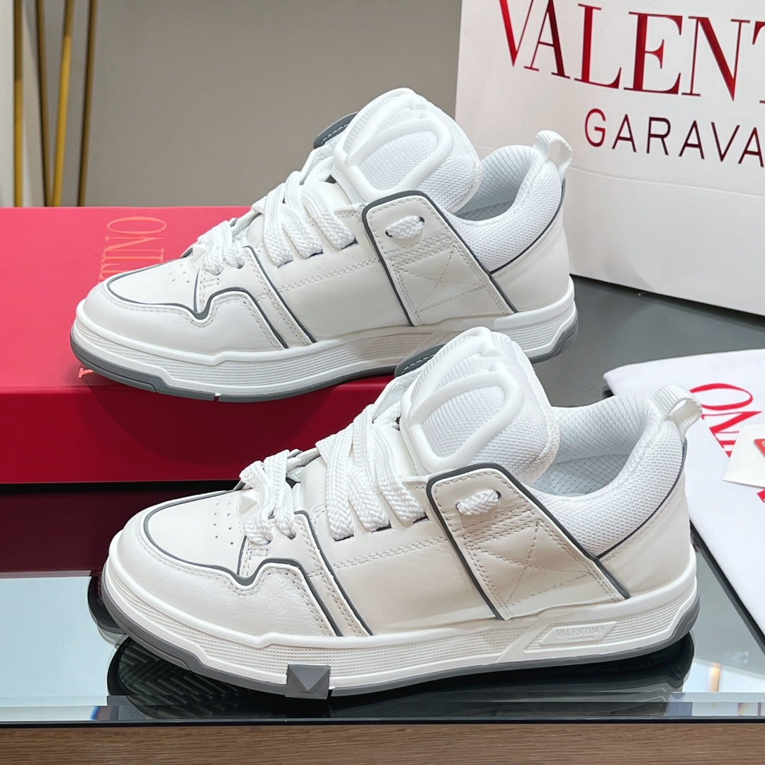 VALENTINO 25S GARAVANI OPEN SKATE SNEAKERS IN WHITE LAMBSKIN - 35