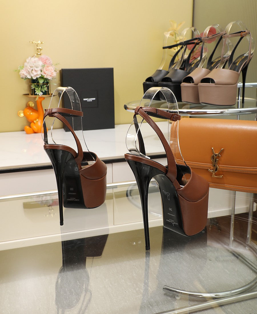SL SUPER HIGH HEELS SANDAL RUSSET CALFSKIN - 34