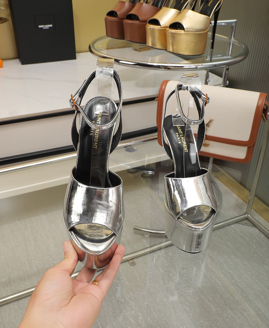 SL SUPER HIGH HEELS SANDAL SILVER CALFSKIN - 34