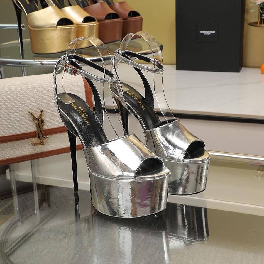 SL SUPER HIGH HEELS SANDAL SILVER CALFSKIN - 34