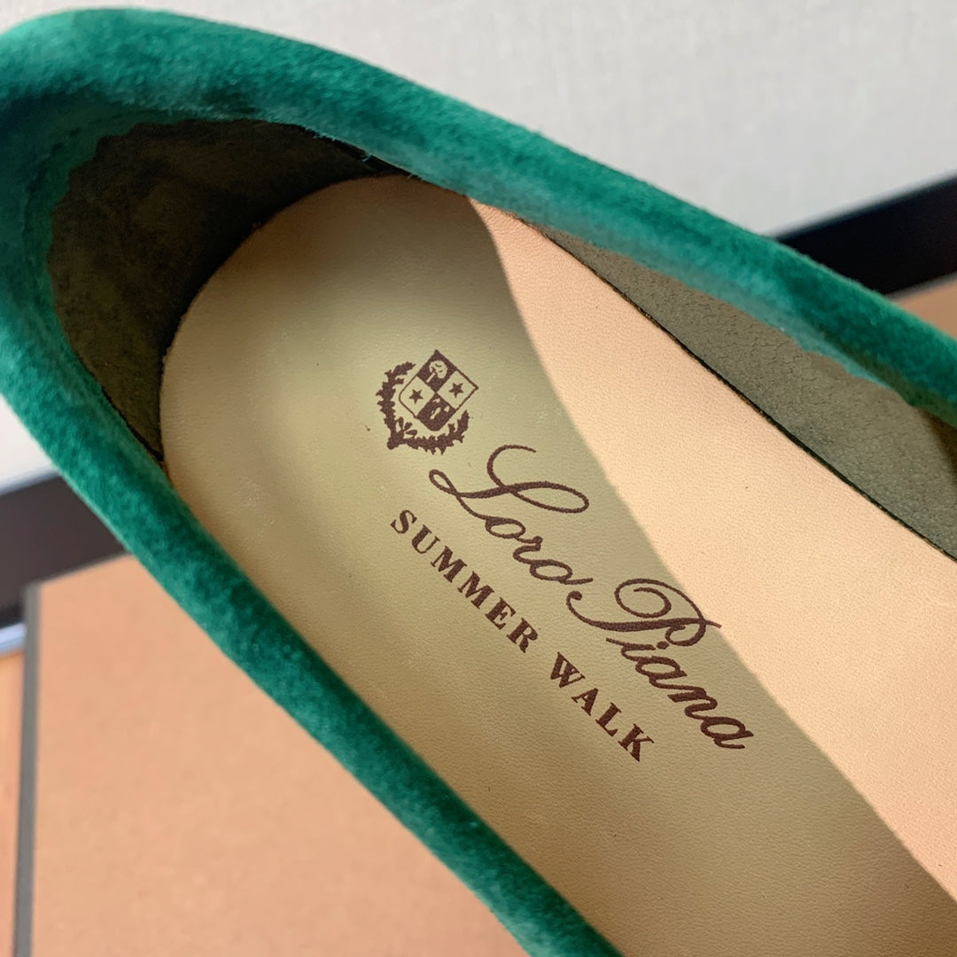 LP CHARMS WALK BABOUCHE LOAFERS OLIVE AND PINE SUEDE - 35