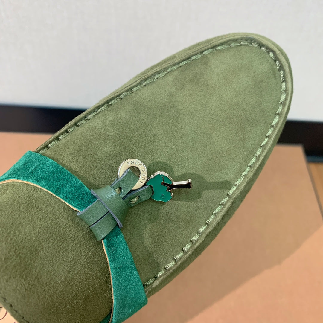 LP CHARMS WALK BABOUCHE LOAFERS OLIVE AND PINE SUEDE - 35