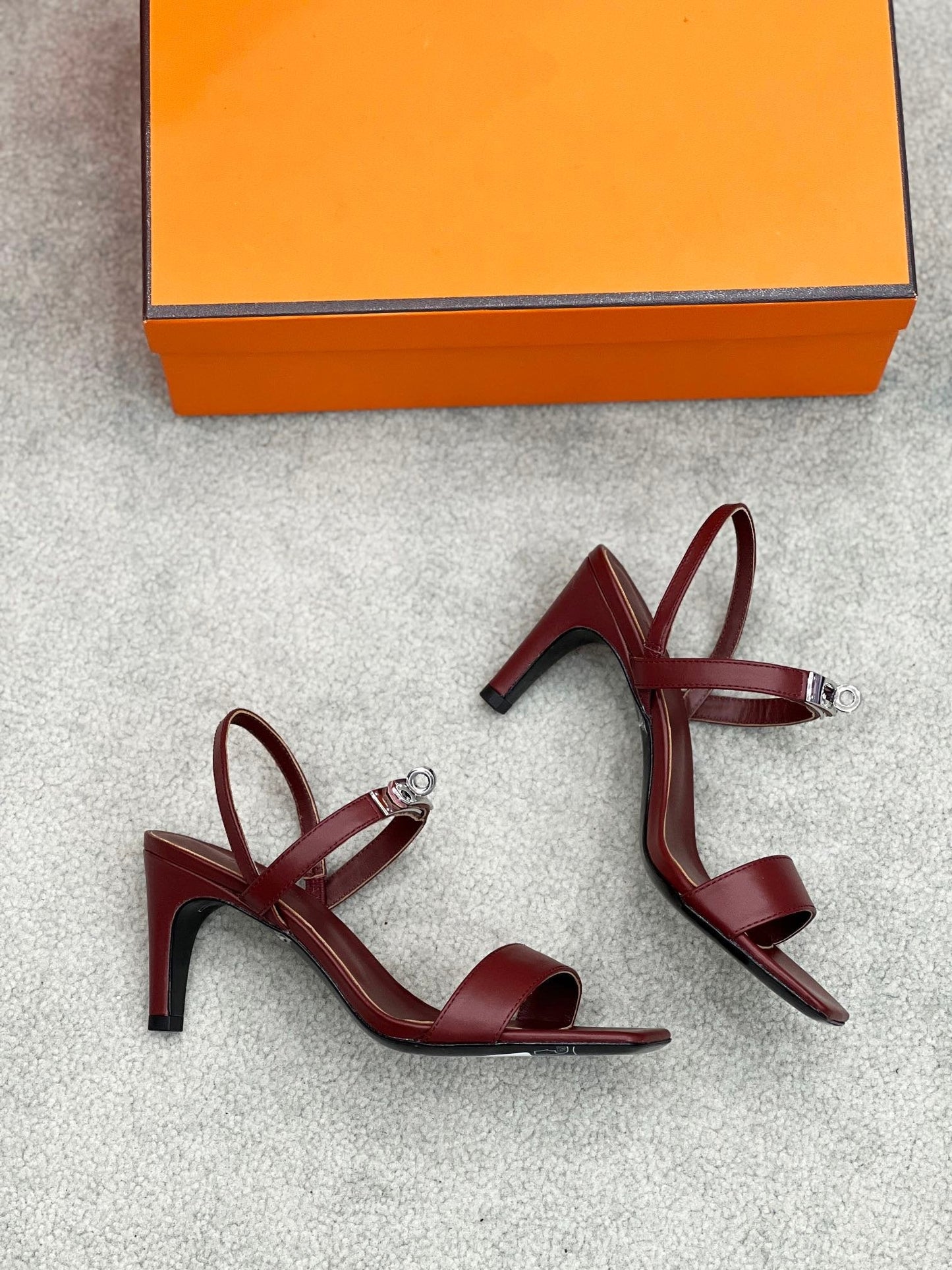 Glamour 75 Sandal Red Brown Leather - 35