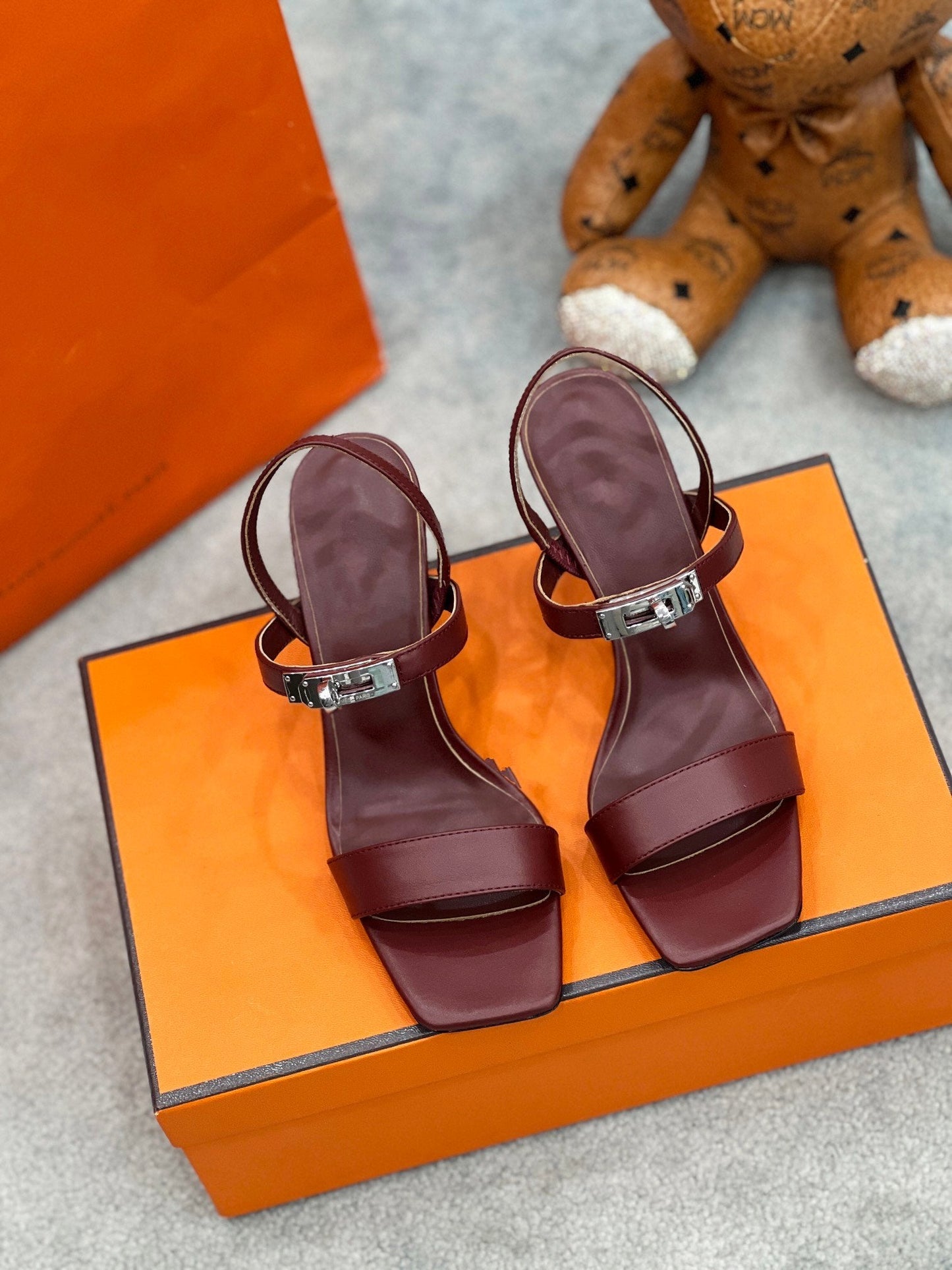 Glamour 75 Sandal Red Brown Leather - 35