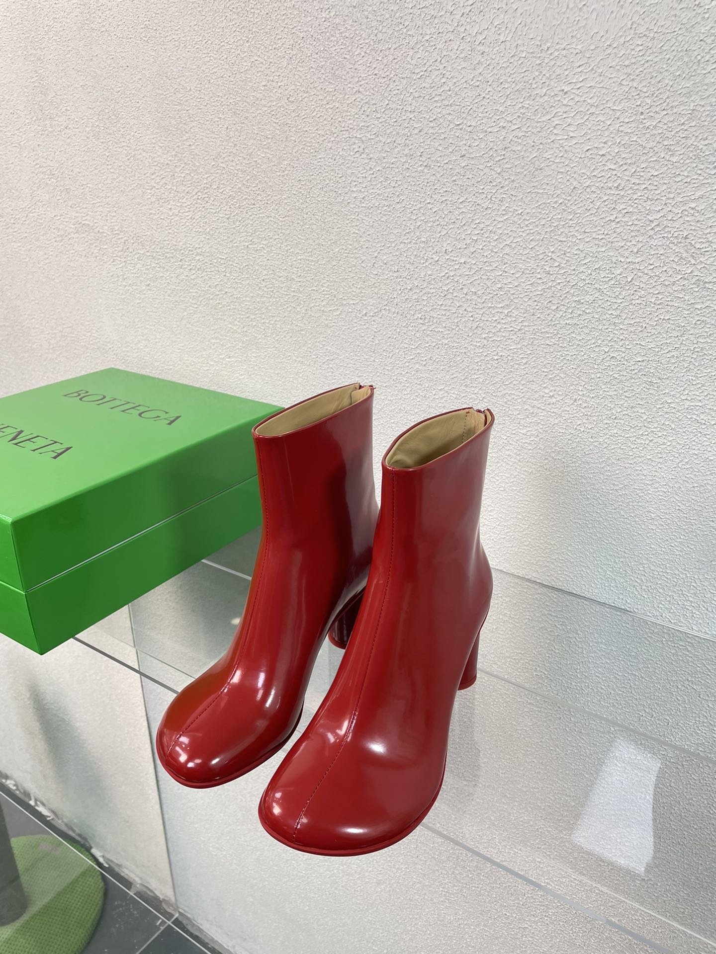 ATOMIC ANKLE BOOT IN RUBY RED CALFSKIN 75 MM - 34